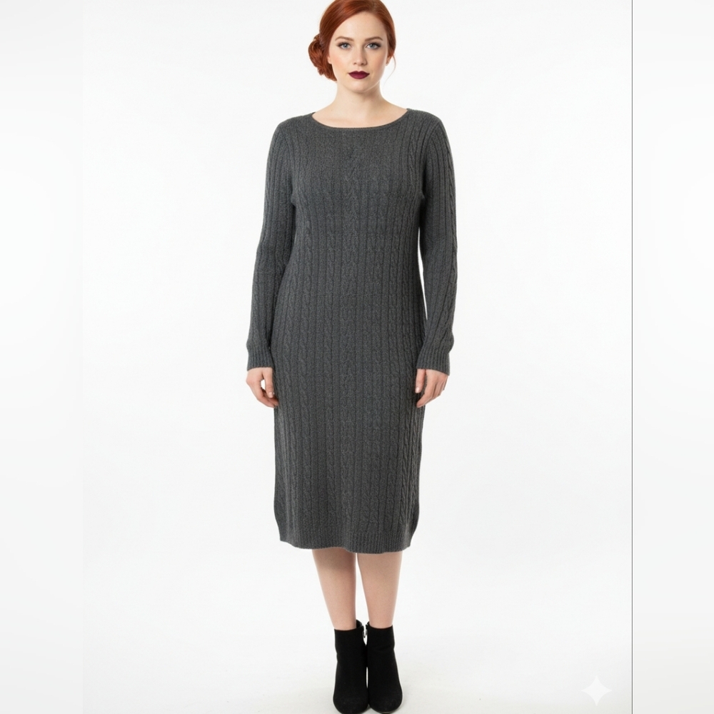 Paul Costelloe Alpaca Blend Cable Knit Sweater Dress Size XL